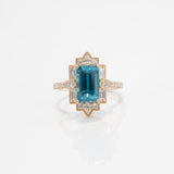 14K yellow gold cambodian blue zircon ring
