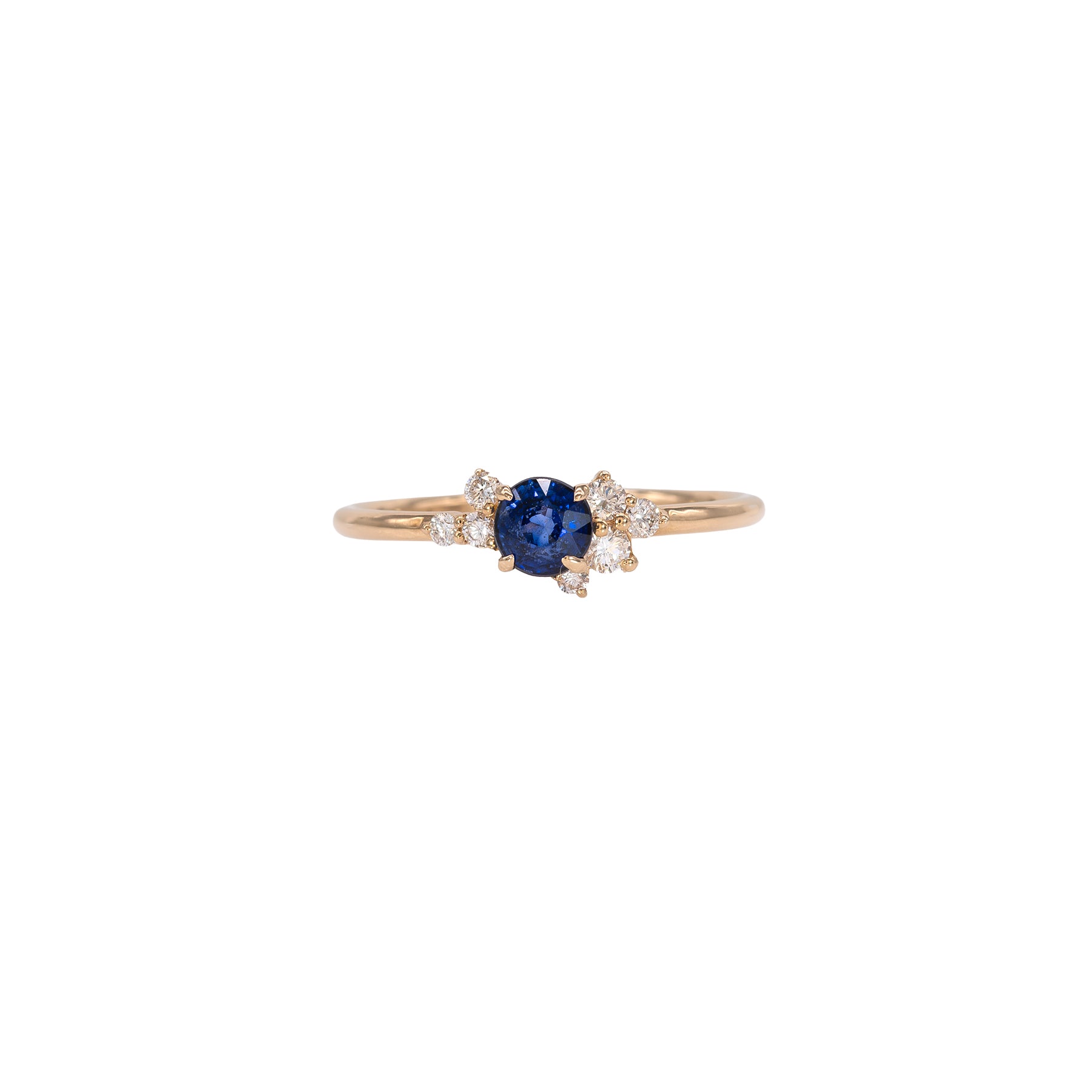 14K yellow gold Ceylon blue sapphire ring with diamond accents