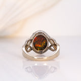 Naomi 14K White Gold Black Opal and Diamond Ring | Oval 12x10mm