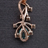 Jagriti 14K Solid Rose Gold Afghan Tourmaline and Natural Diamonds Pendant | Pear 5x4mm