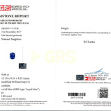 GRS Certified Royal Blue Sapphire 9.00 Ct AAA Cushion Cut 12×9.5 mm Natural Loose Sapphire – Fine Gem for Ring or Pendant