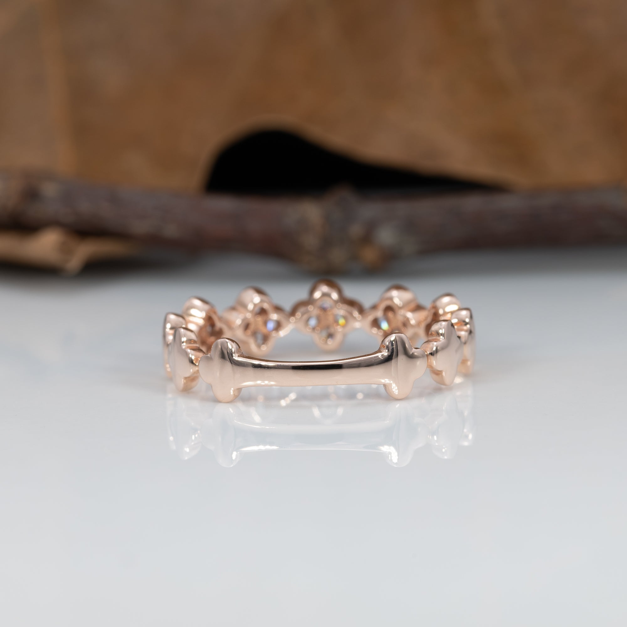 14K rose gold diamond band