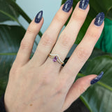 Silvia Solid 14k Gold Pink Sapphire Ring with Natural Diamonds Accents, 7x4mm