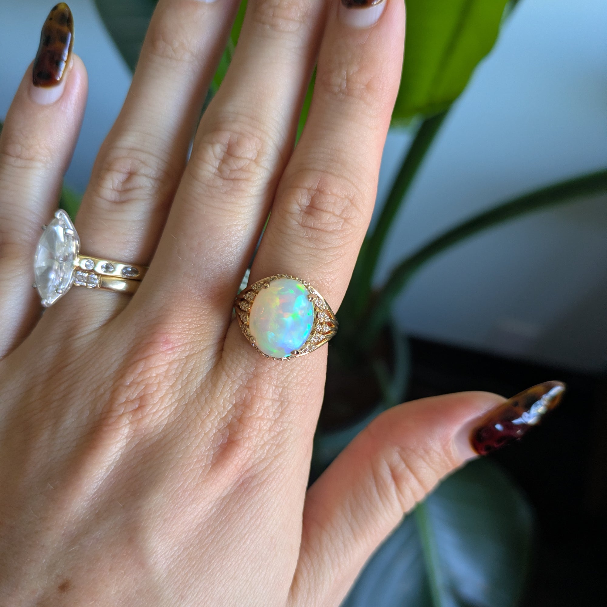 14K yellow gold ethiopian opal ring