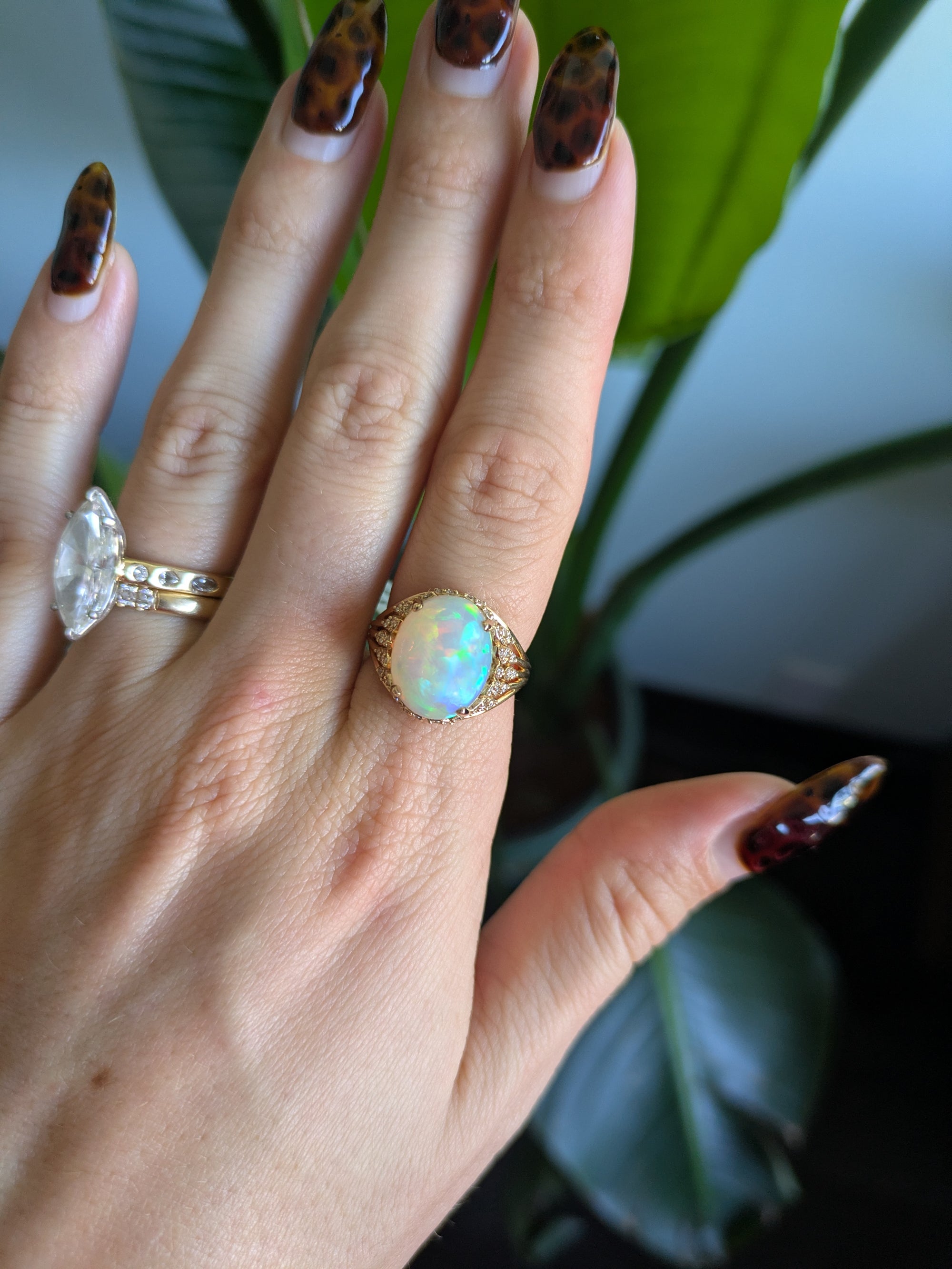 14K yellow gold ethiopian opal ring