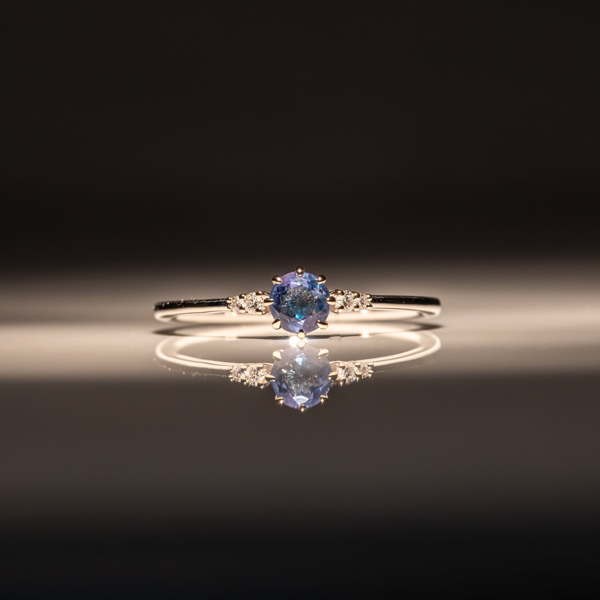 14K white gold alexandrite ring
