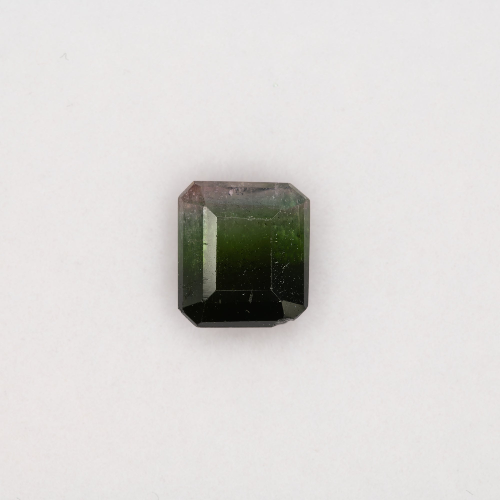 3.13ct bi-color tourmaline emerald 8.5x7.6mm loose bi-color gemstone