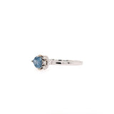 Gorgeous Aquamarine Ring with Natural Diamond Accents in White Gold | TR 5mm