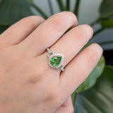 Ivy 14K White Gold Tsavorite Garnet and Natural Diamonds Ring | PE 8x6mm