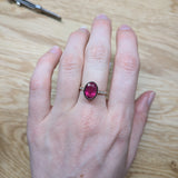 ally 14k rose gold 3.08 cts rubellite tourmaline diamond ring | oval 10.5x7.7mm