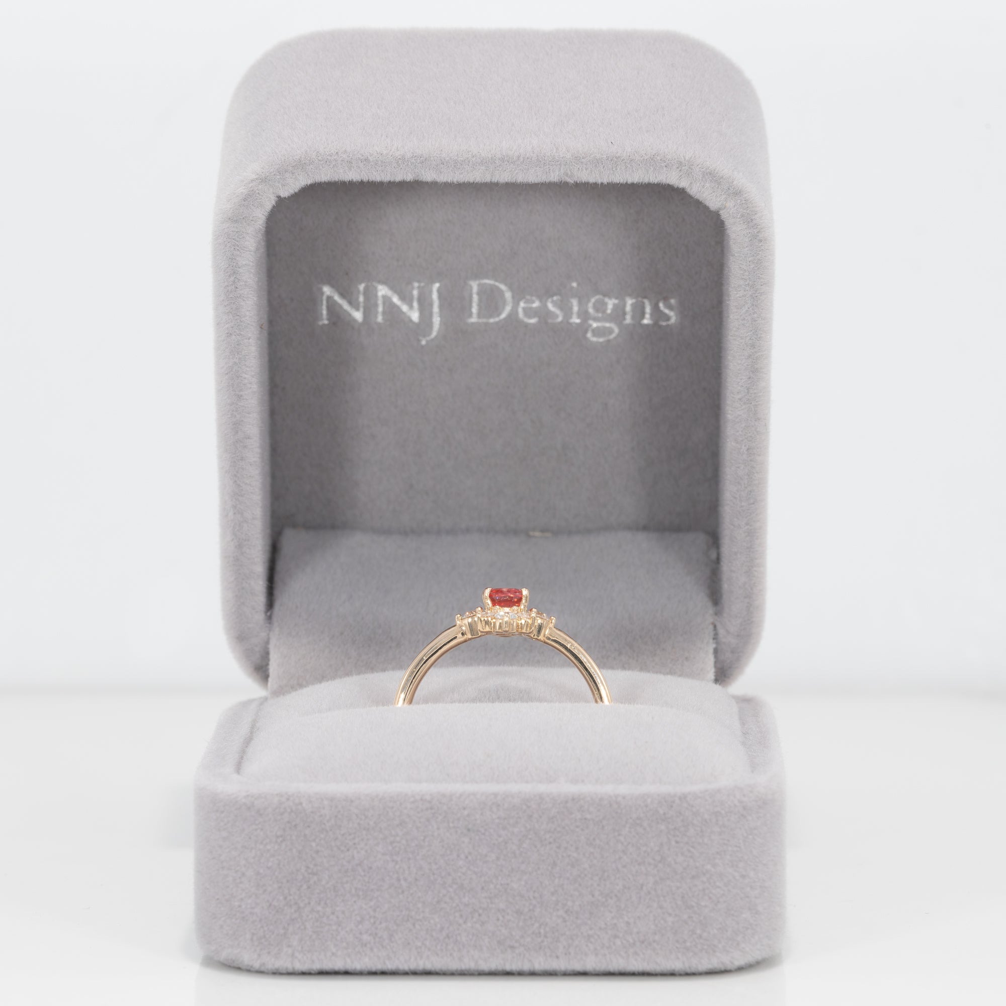 14K yellow gold padparadscha sapphire ring