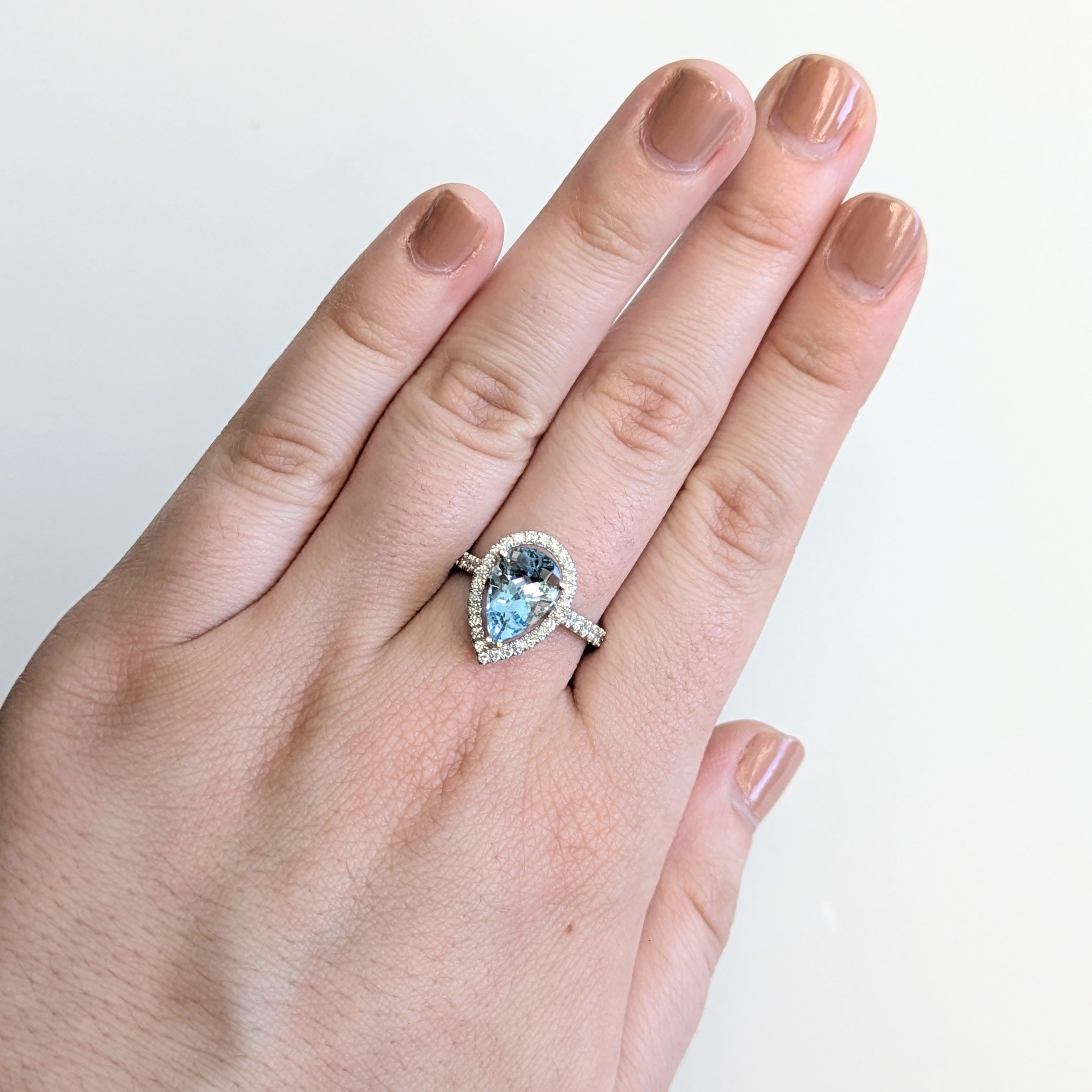 Alaina 14K White Gold 2.18cts Aquamarine Diamond Ring | Pear Shape 10.5x6.5mm