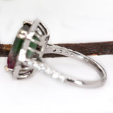Nina 14K White Gold Watermelon Tourmaline and Diamond Ring | EM 10.7x6.3mm