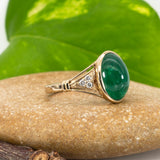 Arlo Solid 14K Gold  Zambian Emerald Ring with Natural Diamonds Accents: Oval, 11.3x8mm
