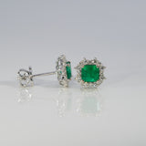 14K white gold colombian emerald earrings