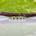14K yellow gold diamond and emerald band ring
