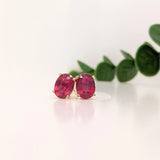 Natural Madagascar Ruby Studs in Solid 14K Gold | Push Backs | Oval 6x4mm 7x5mm 8x6mm 9x7mm 10x8mm