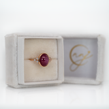 Skye Solid 14k Gold Star Ruby Ring with Natural Diamond Accents, Oval 11.6x9mm