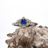 Stacy 14K White Gold AAA Ceylon Sapphire Diamonds Ring | Round 4.6mm