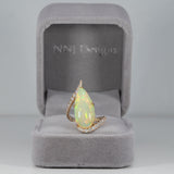 14K yellow gold Ethiopian opal cabochon ring with diamonds