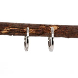 14K White Gold Natural Diamonds Huggies | Latch Back Closure