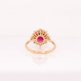 Nadira Madagascar Ruby Ring with Natural Diamonds Accents: 14k Solid Gold, Round 8mm