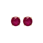 7mm 8mm Round Madagascar Ruby Solitaire Stud Earrings in 14K Gold