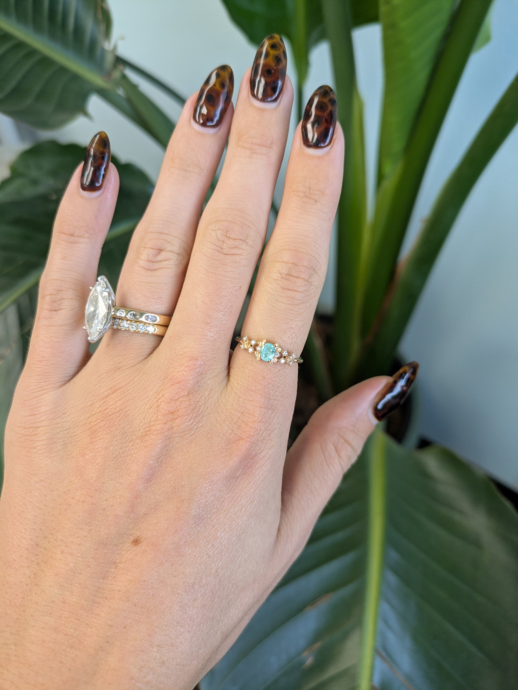14K yellow gold paraiba tourmaline ring