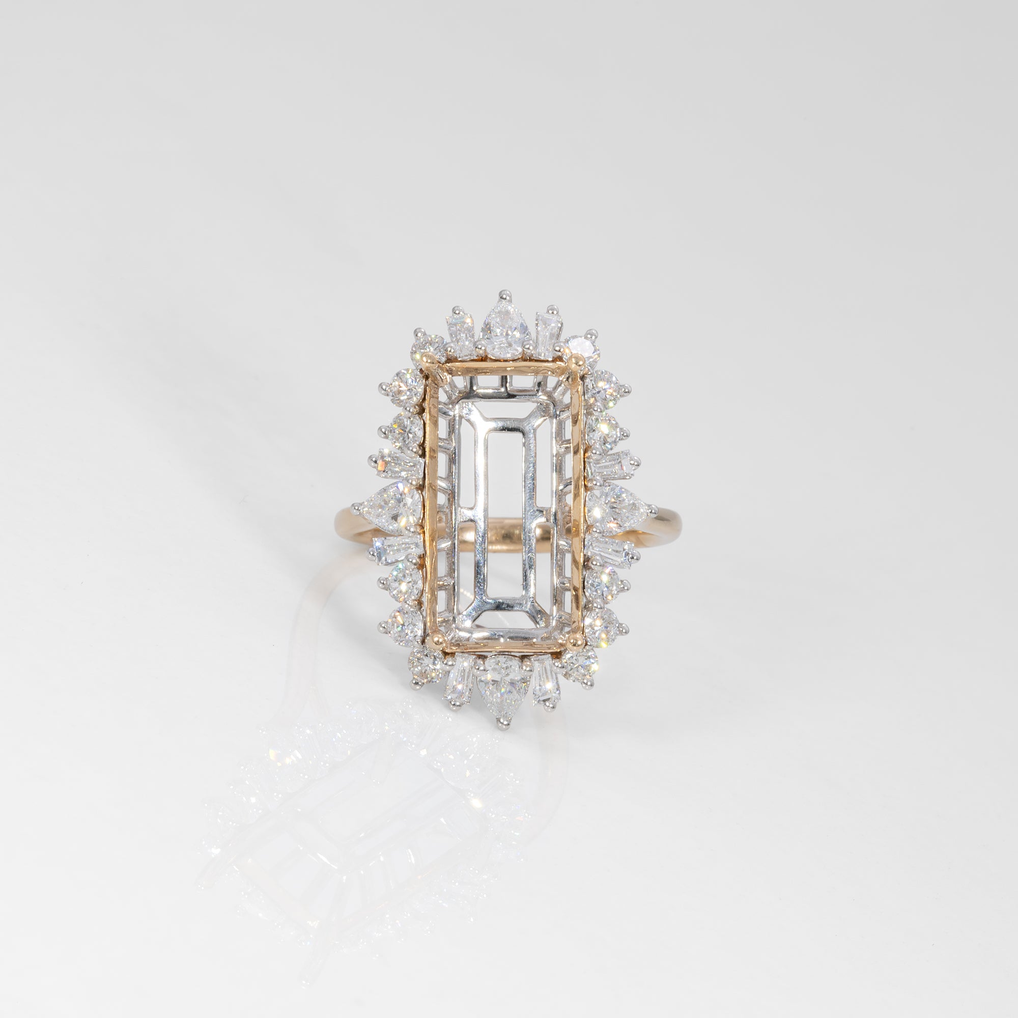 14K two-tone gold lab diamond semi-mount ring setting