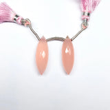Dyed Pink Chalcedony | Drilled Matching Pair | Marquise Shape- Side Drilled | Beautiful Faceted Gem | 25x8mm