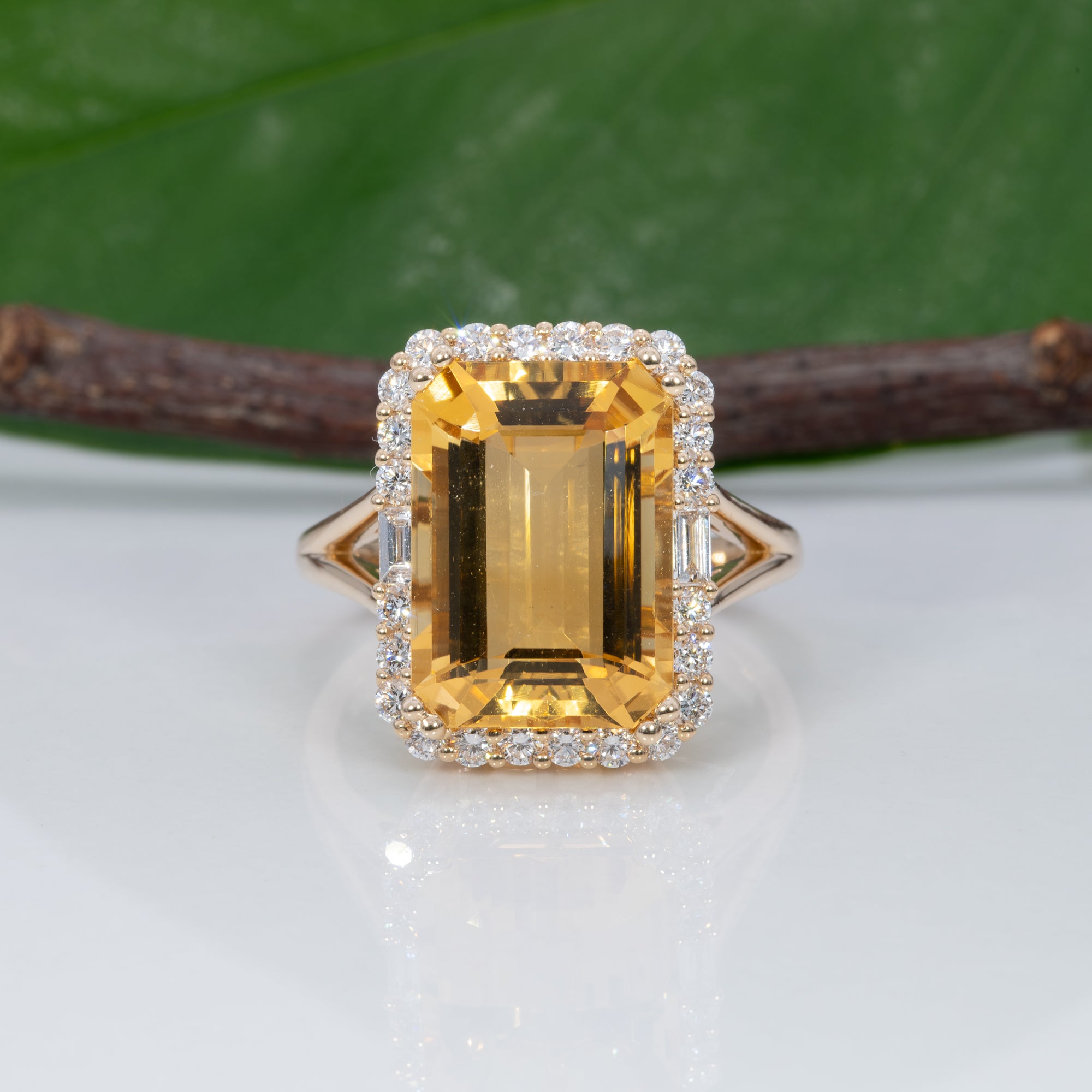 14K yellow gold citrine ring