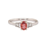 Mridul 14K White Gold Padparadscha Sapphire and Diamonds Ring | OV 6x4mm