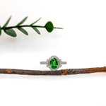 Risha 14K White Gold 1.0cts Tsavorite Diamond Ring | Oval 8x6mm