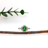 Risha 14K White Gold 1.0cts Tsavorite Diamond Ring | Oval 8x6mm