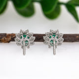 Alice 14K White Gold 0.55cts Emerald Diamond Stud Earrings | Oval 5X4mm