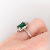Trisha 14K White Gold Zambian Emerald Diamond Ring | EM 8x6mm