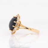Seraphina 14k Solid Gold Star Sapphire Ring with Natural diamonds Halo | 11x9mm
