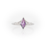 Alexis Solid 14k Gold Pink Sapphire Ring with Natural Diamonds Accents, Kite Shaped