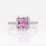 Maeve 14K White Gold Pink Sapphire and Natural Diamonds Ring | CU 6mm
