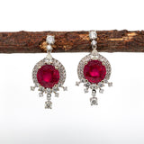 Rini 14K White Gold Madagascar Ruby Diamond Earrings | Round 8mm