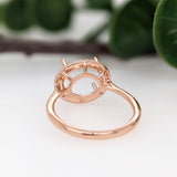 Lovely East West Oval Ring Semi Mount with a Halo of Natural Diamond Accents in Solid 14k Gold | Oval Shape | Customizable