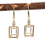 Jinny 14K Solid Gold Earring Setting with Diamonds | EM 12x10mm