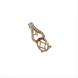 Lovely Pendant Setting W Natural Diamond Bail in 14K Solid Gold | Oval Shape | Customizable