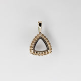 Pendant Semi Mount w Earth Mined Diamonds in Solid 14K Gold | Trillion 11.7x11.5