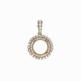 Pendant Semi Mount w Earth Mined Diamonds in Solid 14K Gold | Round 10.5mm