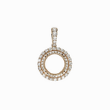 Pendant Semi Mount w Earth Mined Diamonds in Solid 14K Gold | Round 10.5mm