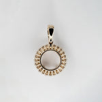 Pendant Semi Mount w Earth Mined Diamonds in Solid 14K Gold | Round 10.5mm