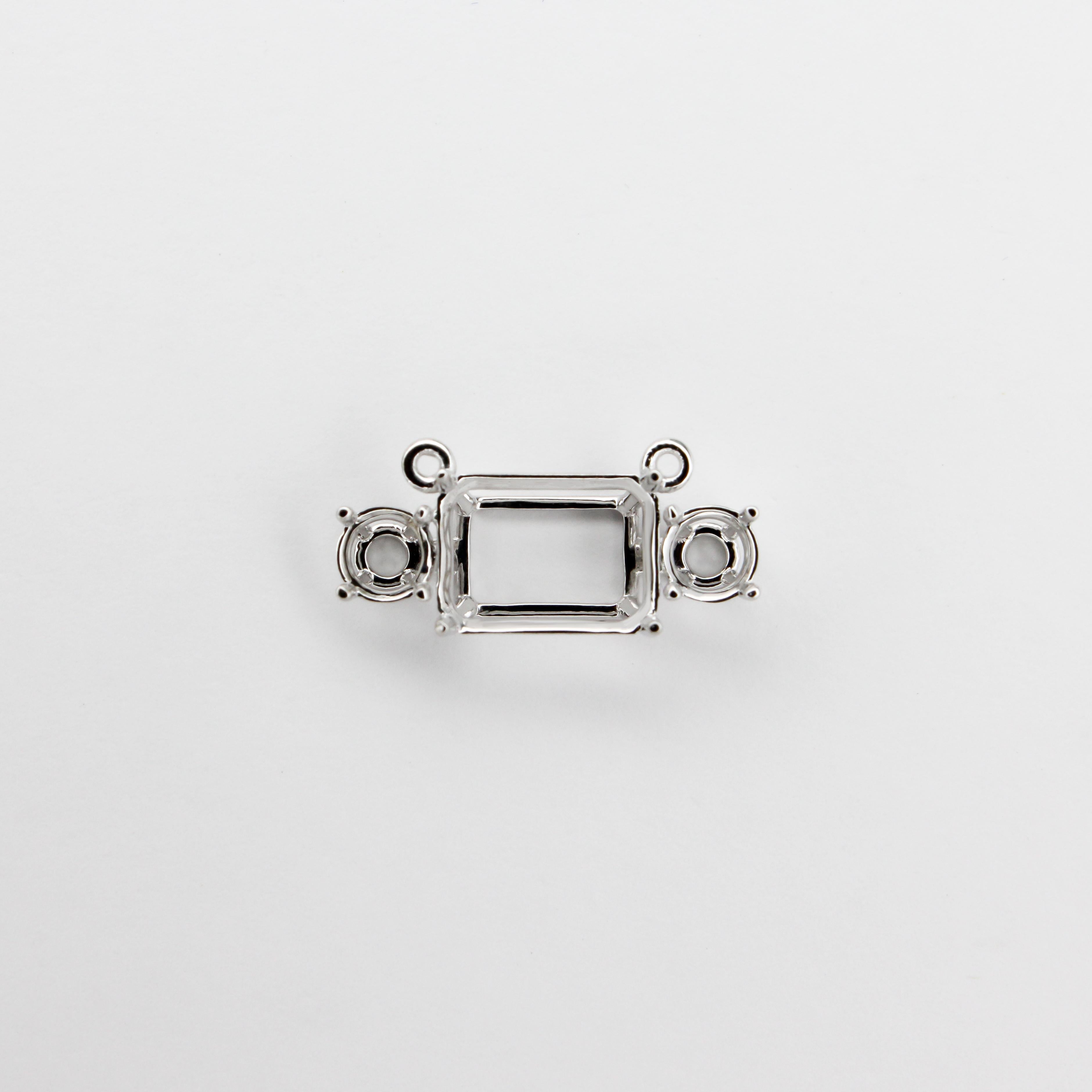 Pendant Mount in Solid 14K Gold | Emerald cut 11x8mm