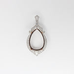 Large Statement Pendant Semi Mount w Diamonds in 14K Gold | Pear Shape | 28x20mm