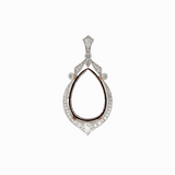 Large Statement Pendant Setting w Earth Mined Diamonds in 14K Gold | Pear Shape 28x20mm